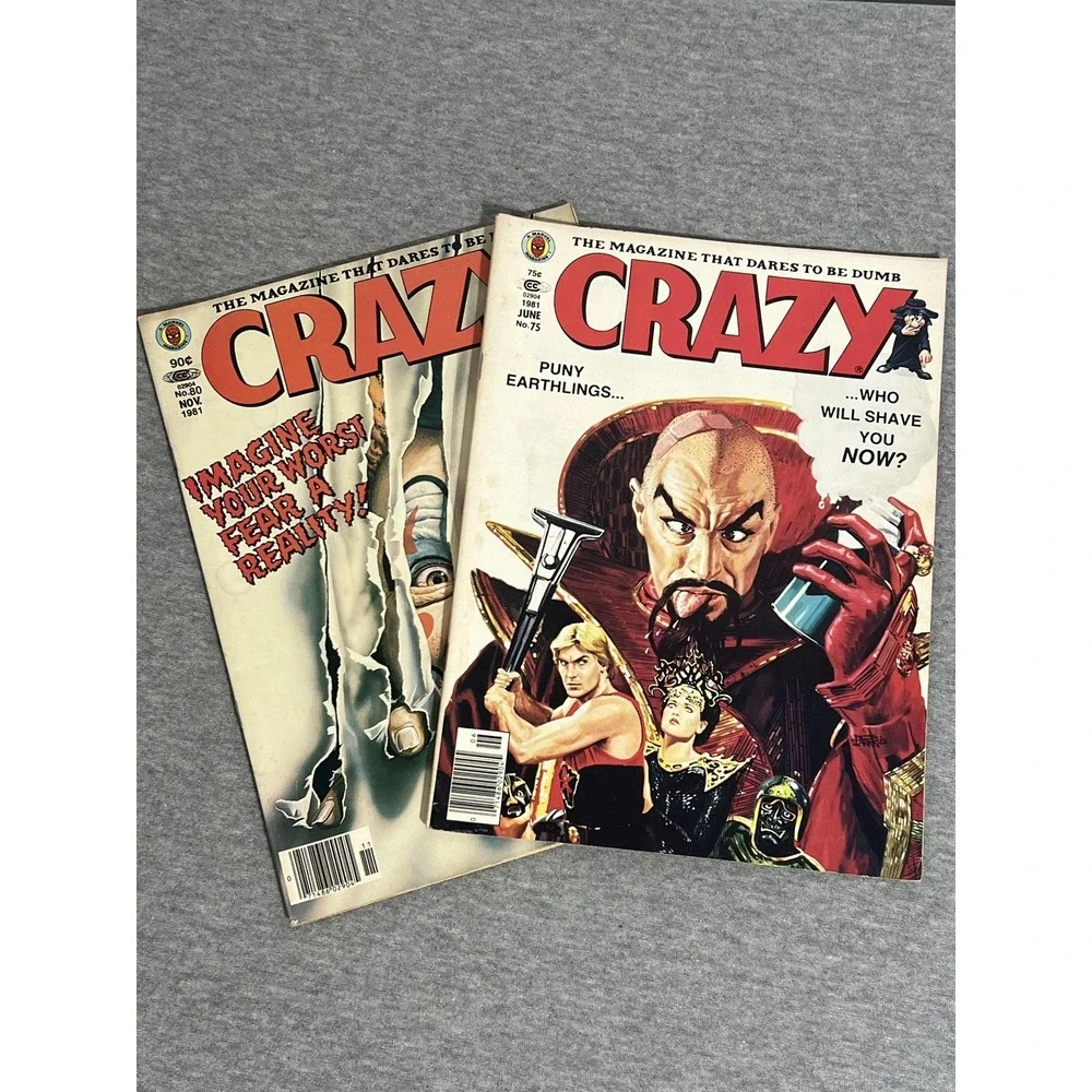 Vintage 1981 Marvel‎ Crazy Magazine Lot No.75 No.80 Flash Gordon Clown Horror